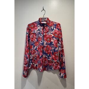 Sigrid Olsen Golf Tennis Women’s Size Medium Zip Front Floral Top Colorful